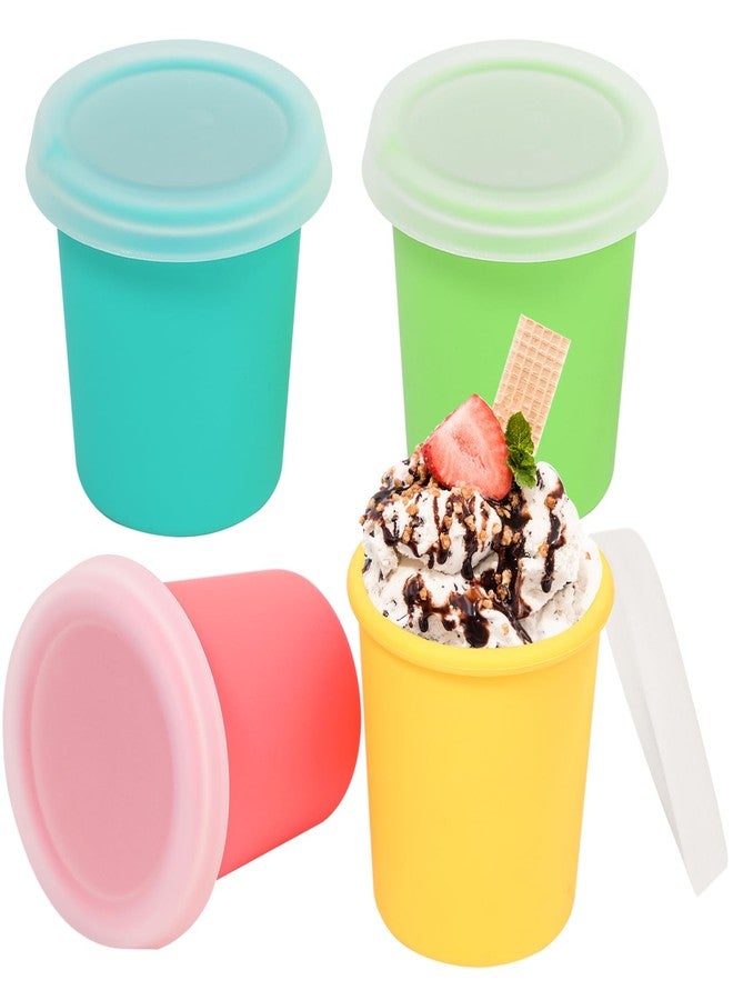 Koluti Nonstick Silicone Ice Cream Containers 6oz with Lids, 4-Pack Reusable Small Homemade Oats Yogurt Freezer Container, Leak-proof Mini Food Storage Serving Cups, BPA Free and Dishwasher Safe - Image 1